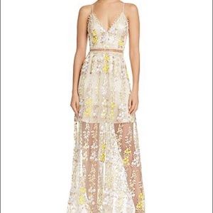 AQUA beaded embroidered maxi dress